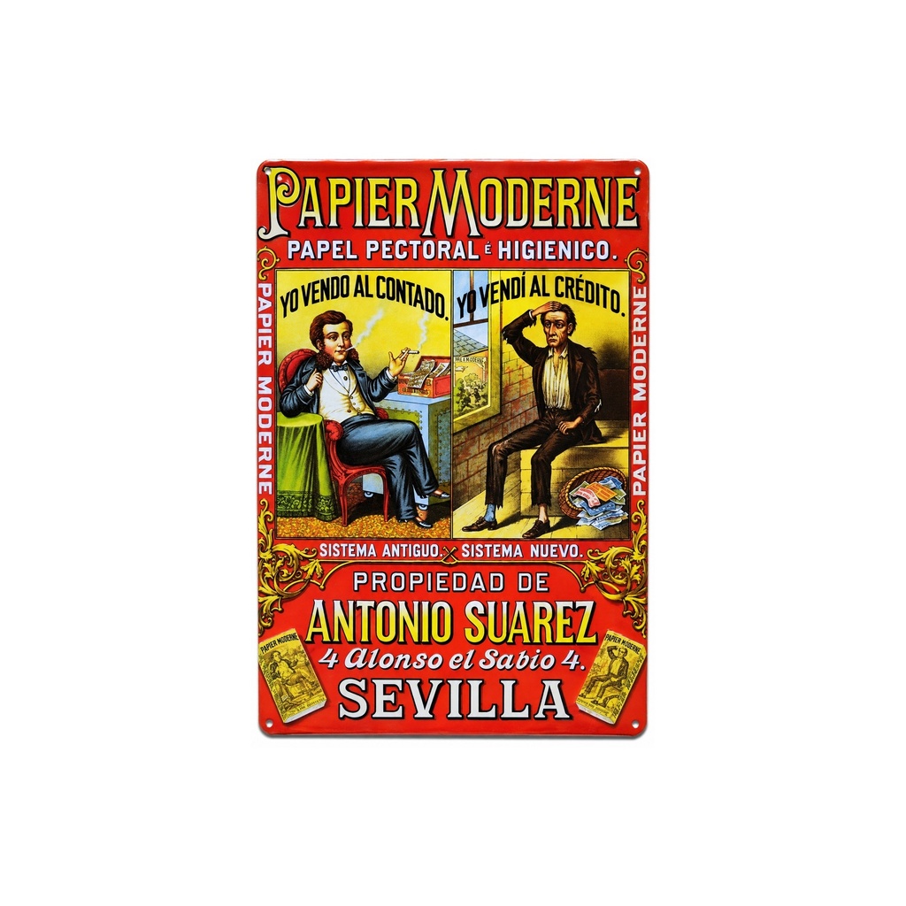 [53038] Cartell pòster publicitari de xapa metàl·lica amb disseny retro vintage de Catalunya / Espanya. Tin sign. 30 cm x 20 cm (Papier Modern)