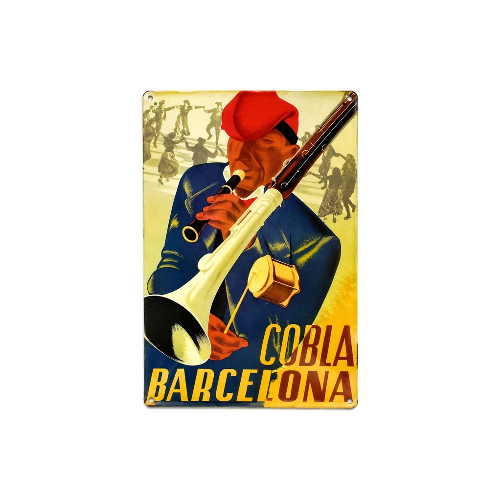 [53048] Tin poster sign, with retro vintage design from Catalunya/Spain. Tin sign. 11,81" X 7,87" (COBLA BARCELONA)