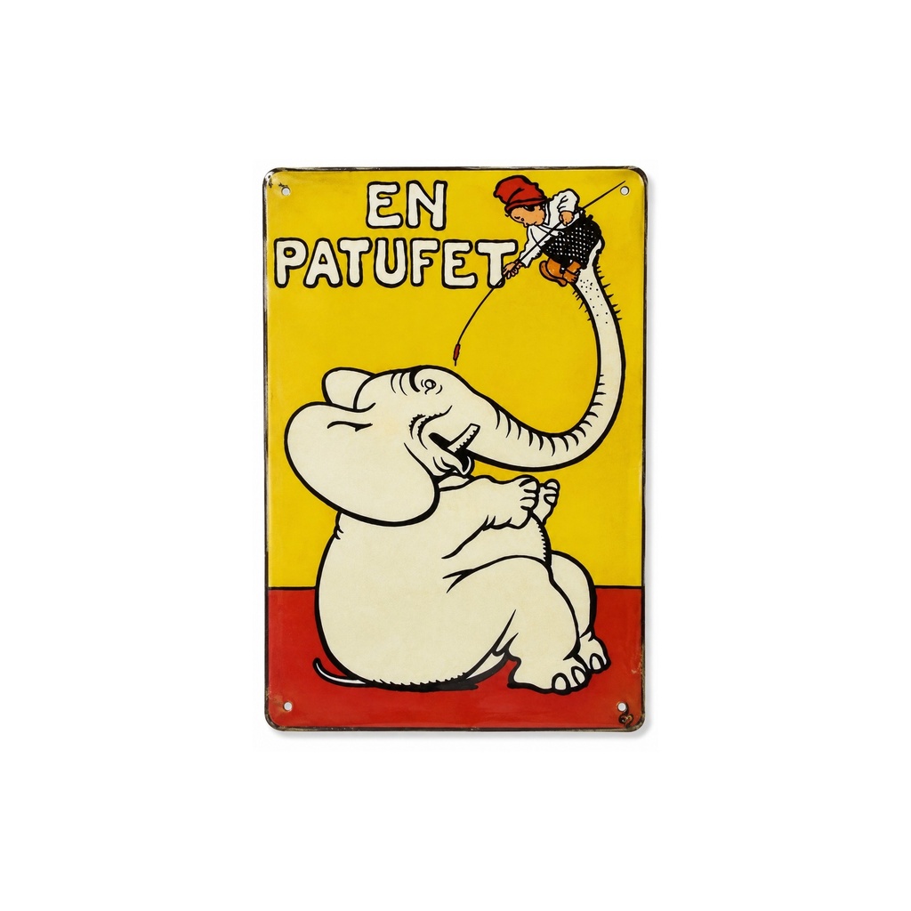 Cartell pòster publicitari de xapa metàl·lica amb disseny retro vintage de Catalunya / Espanya. Tin sign. 30 cm x 20 cm (En Patufet)