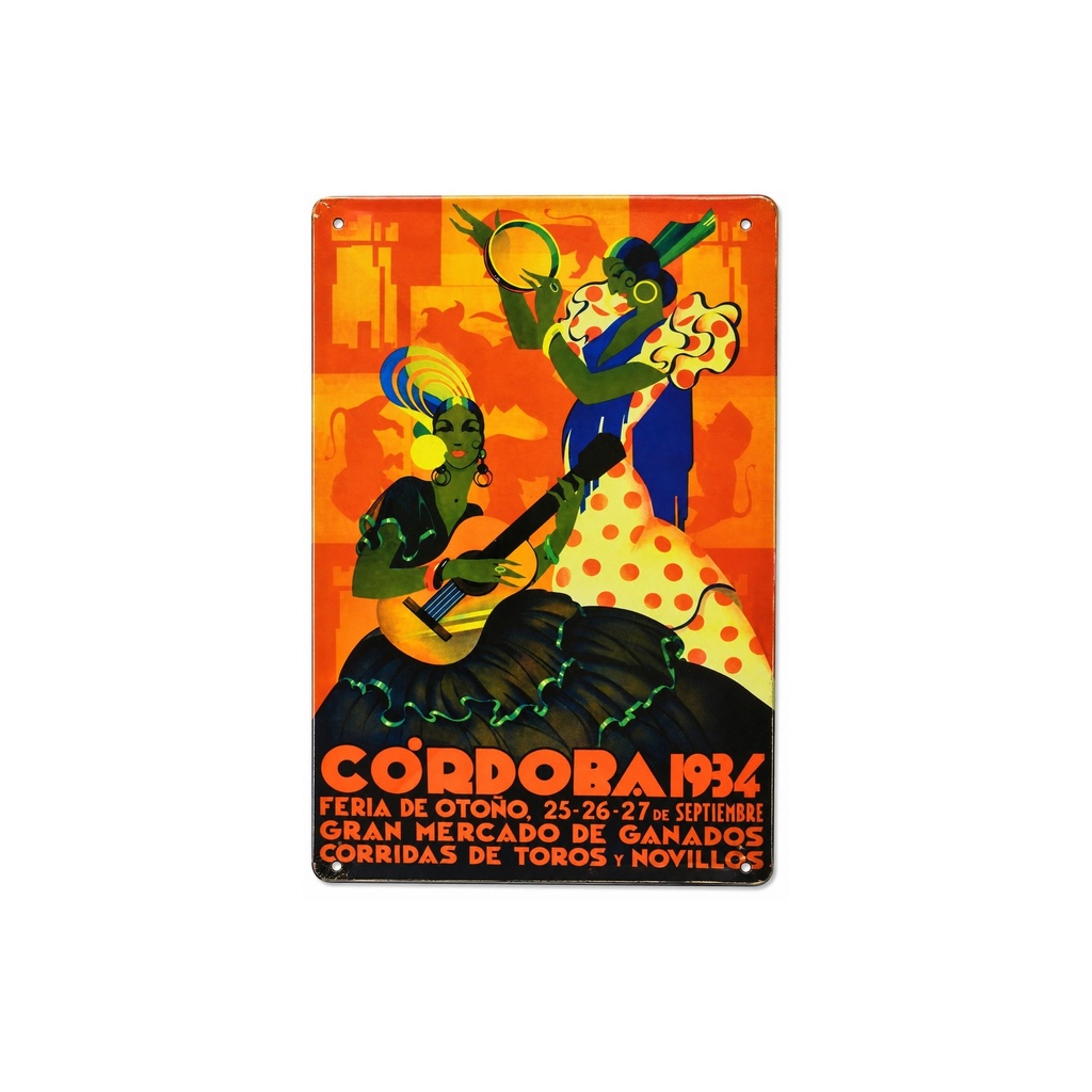[53051] Cartell pòster publicitari de xapa metàl·lica amb disseny retro vintage de Catalunya / Espanya. Tin sign. 30 cm x 20 cm (Fira de Còrdova)