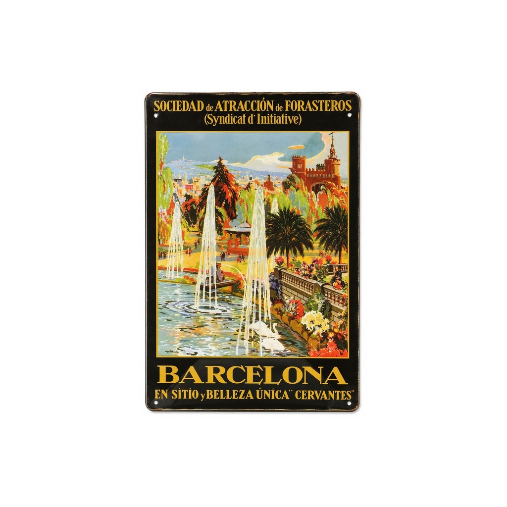 [53054] Affiche Poster publicitaire de plaque métallique avec dessin retro vintage de la Catalogne / l'Espagne. Tin sign. 30 cm x 20 cm (LA CIUTADELLA BARCELONA)