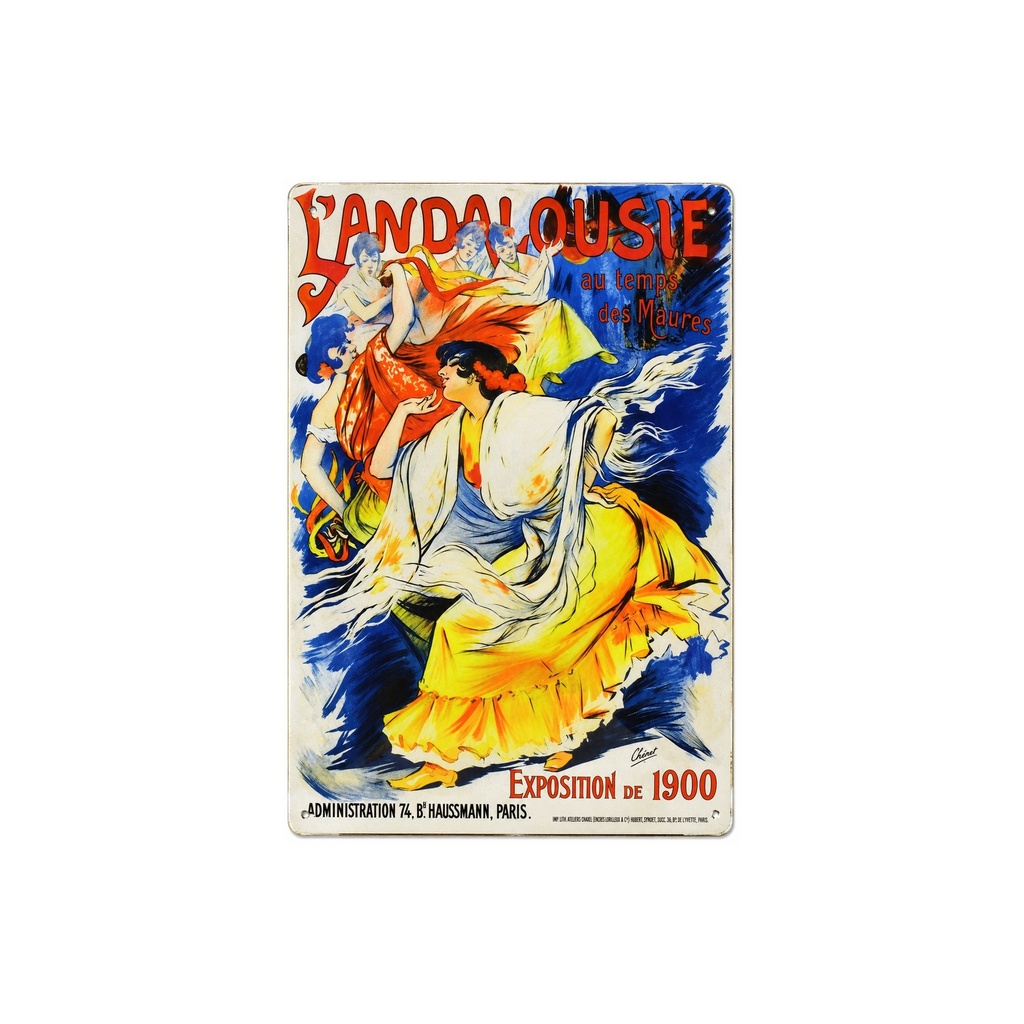 [53059] Tin poster sign, with retro vintage design from Catalunya/Spain. Tin sign. 11,81" X 7,87" (L'ANDALOUISE EXPOSICION DE 1900)