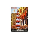 Affiche Poster publicitaire de plaque métallique avec dessin retro vintage de la Catalogne / l'Espagne. Tin sign. 30 cm x 20 cm (CASTELLERS ANIS VALLS)