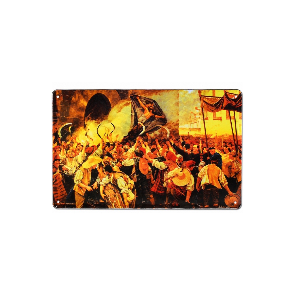 [53064] Cartell pòster publicitari de xapa metàl·lica amb disseny retro vintage de Catalunya / Espanya. Tin sign. 30 cm x 20 cm (Els Segadors)
