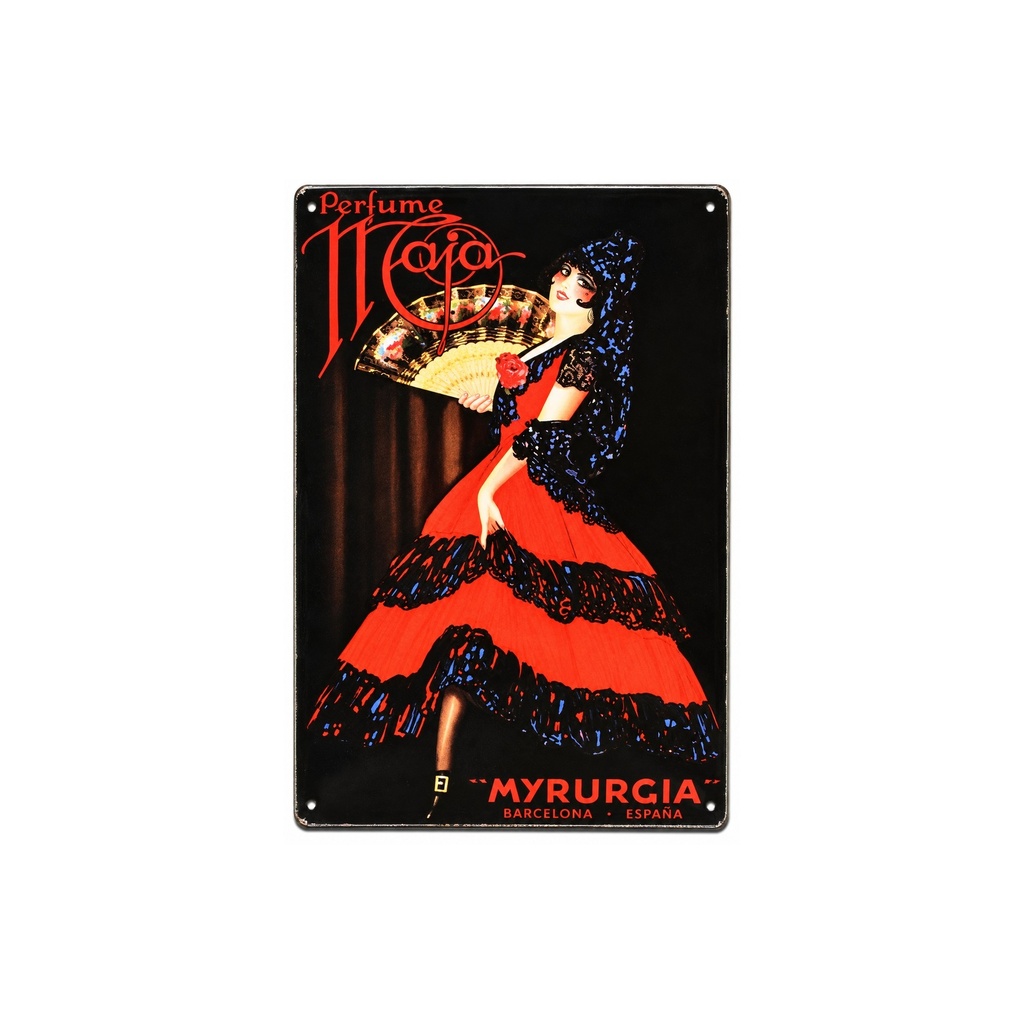 [53067] Affiche Poster publicitaire de plaque métallique avec dessin retro vintage de la Catalogne / l'Espagne. Tin sign. 30 cm x 20 cm (MYRURGIA BARCELONA)