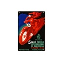 Affiche Poster publicitaire de plaque métallique avec dessin retro vintage de la Catalogne / l'Espagne. Tin sign. 30 cm x 20 cm (MOTOS GRAN PREMIO INTERNACIONAL 1946)