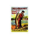 Affiche Poster publicitaire de plaque métallique avec dessin retro vintage de la Catalogne / l'Espagne. Tin sign. 30 cm x 20 cm (HIGADO DE BACALAO)