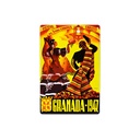Cartel Póster publicitario de chapa metálica con diseño retro vintage de Catalunya / España. Tin sign. 30 cm x 20 cm (FIESTAS GRANADA 1947)