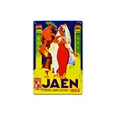 Cartel Póster publicitario de chapa metálica con diseño retro vintage de Catalunya / España. Tin sign. 30 cm x 20 cm (FERIA JAEN 1954)
