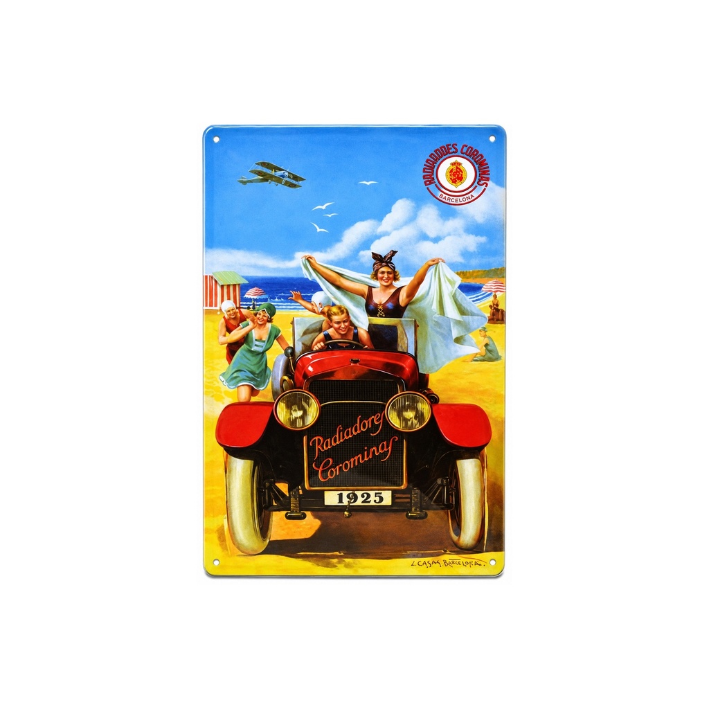 [53074] Cartel Póster publicitario de chapa metálica con diseño retro vintage de Catalunya / España. Tin sign. 30 cm x 20 cm (RADIADORES COROMINAS)
