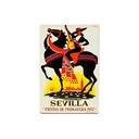 Cartel Póster publicitario de chapa metálica con diseño retro vintage de Catalunya / España. Tin sign. 30 cm x 20 cm (FIESTAS SEVILLA 1957)