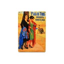 Cartel Póster publicitario de chapa metálica con diseño retro vintage de Catalunya / España. Tin sign. 30 cm x 20 cm (PLAZA DE TOROS MONUMENTAL BARCELONA PEINETA)