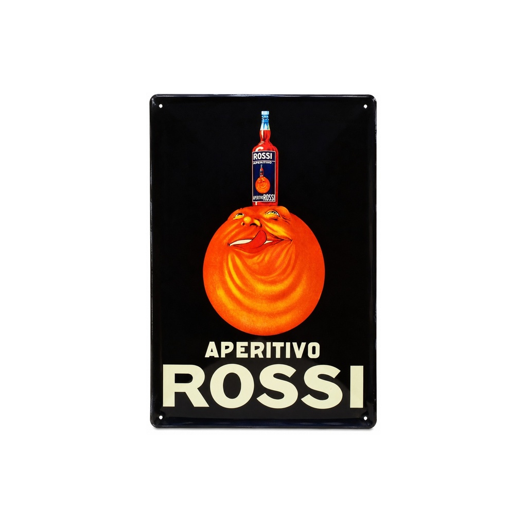 Manifesto pubblicitario costituito da una placca metallica con disegno retro vintage della Catalunia/Spagna. Tin sign. 30 cm x 20 cm (APERITIVO ROSSI)