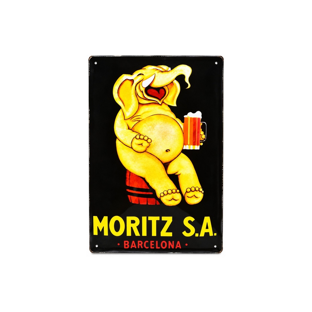 [53082] Tin poster sign, with retro vintage design from Catalunya/Spain. Tin sign. 11,81" X 7,87" (ELEFANTE MORITZ)