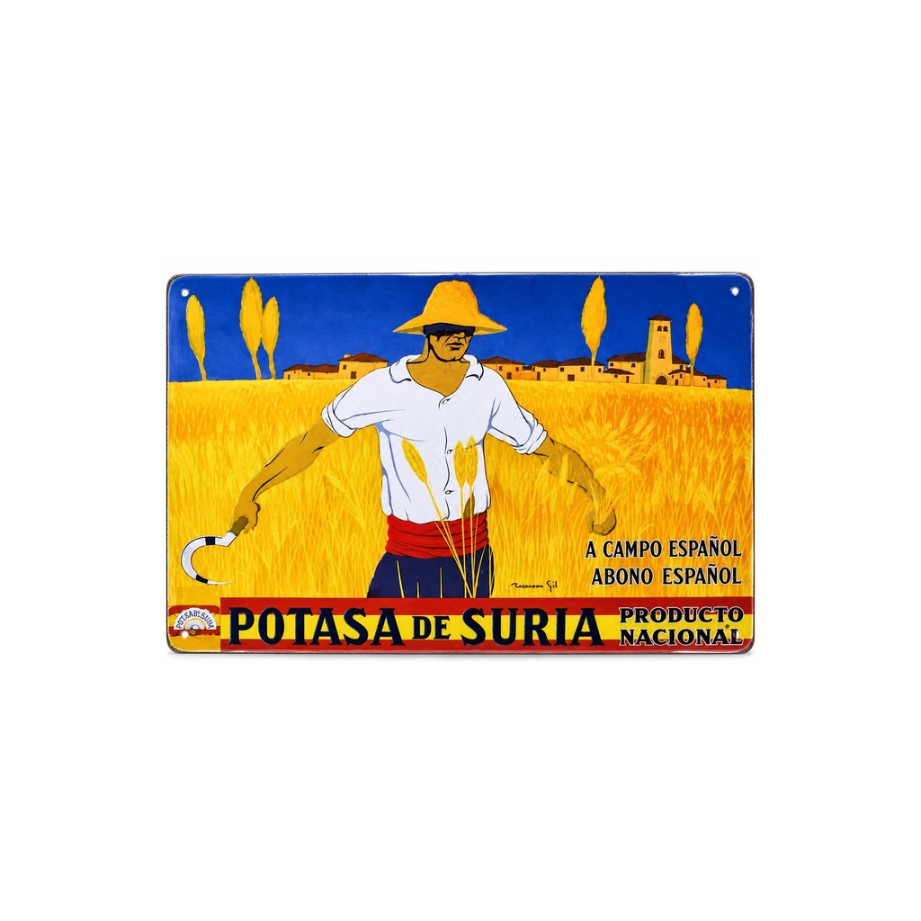 [53089] Cartel Póster publicitario de chapa metálica con diseño retro vintage de Catalunya / España. Tin sign. 30 cm x 20 cm (POTASA DE SURIA)
