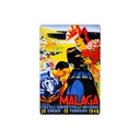Cartell pòster publicitari de xapa metàl·lica amb disseny retro vintage de Catalunya / Espanya. Tin sign. 30 cm x 20 cm (Festes de Màlaga 1948)