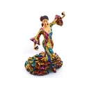 Figurine décorative DANSEUSE DE FLAMENCO en MOSAÏQUE DORÉE de résine peinte à la main avec la technique moderniste TRENCADIS, au style Gaudí. 27 cm x 25 cm x 39 cm