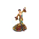 Figura decorativa BAILAORA en MOSAICO DORADO de resina pintada a mano con la tecnica modernista TRENCADIS, al estilo Gaudí. 18 cm x 17 cm x 28 cm