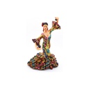 Figurine décorative DANSEUSE DE FLAMENCO en MOSAÏQUE DORÉE de résine peinte à la main avec la technique moderniste TRENCADIS, au style Gaudí. 8 cm x 7 cm x 13 cm