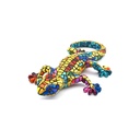 Figura decorativa SALAMANDRA en MOSAICO DORADO de resina pintada a mano con la tecnica modernista TRENCADIS, al estilo Gaudí. 9 cm x 15,5 cm x 2,5 cm