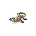 Figurine décorative SALAMANDRE en MOSAÏQUE DORÉE de résine peinte à la main avec la technique moderniste TRENCADIS, au style Gaudí. 6 cm x 10,5 cm x 2 cm