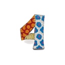 Numeros casa. Numero "4" decorativo de ceramica hecho y pintado a mano con decoracion Foc-Art multicolor. 16 cm x 11 cm x 1,5 cm