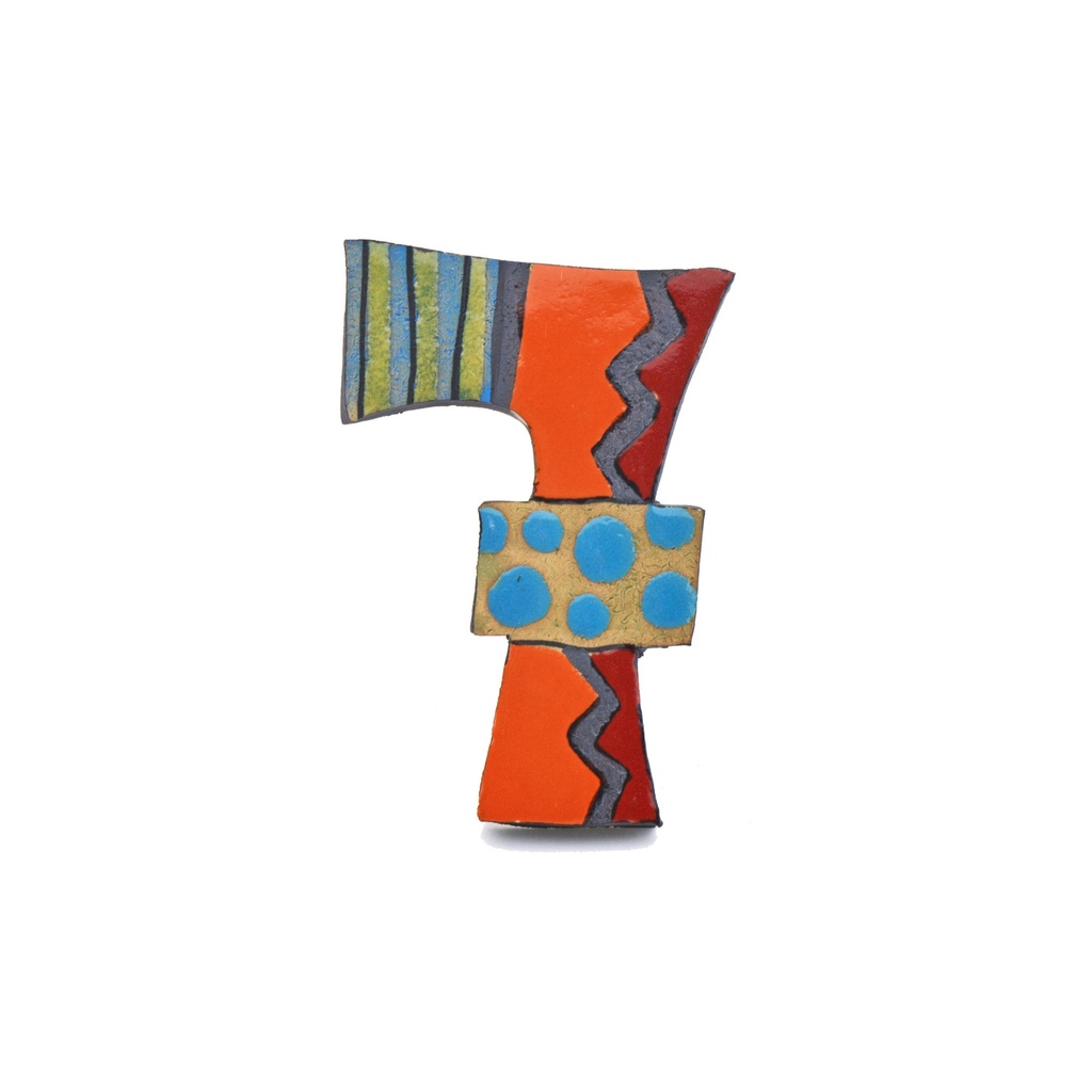 [24210] Numero civico casa. Numero "7" decorativo di ceramica fatto e dipinto a mano nella decorazione Foc-Art multicolore. 16 cm x 11 cm x 1,5 cm