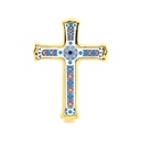 CRUZ MODELO 2, Cruz decorativa de cerámica para colgar pintada a mano con la técnica cuerda seca ORO DE LEY 24 K (Quilates). 15,5 cm x 21 cm x 1,5 cm