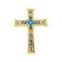 CROIX MODÈLE 3, croix décorative en céramique à pendre, peinte à la main avec la technique corde sèche (cuerda seca) OR  24 K (Carats). 12 cm x 15,5 cm x 1,5 cm