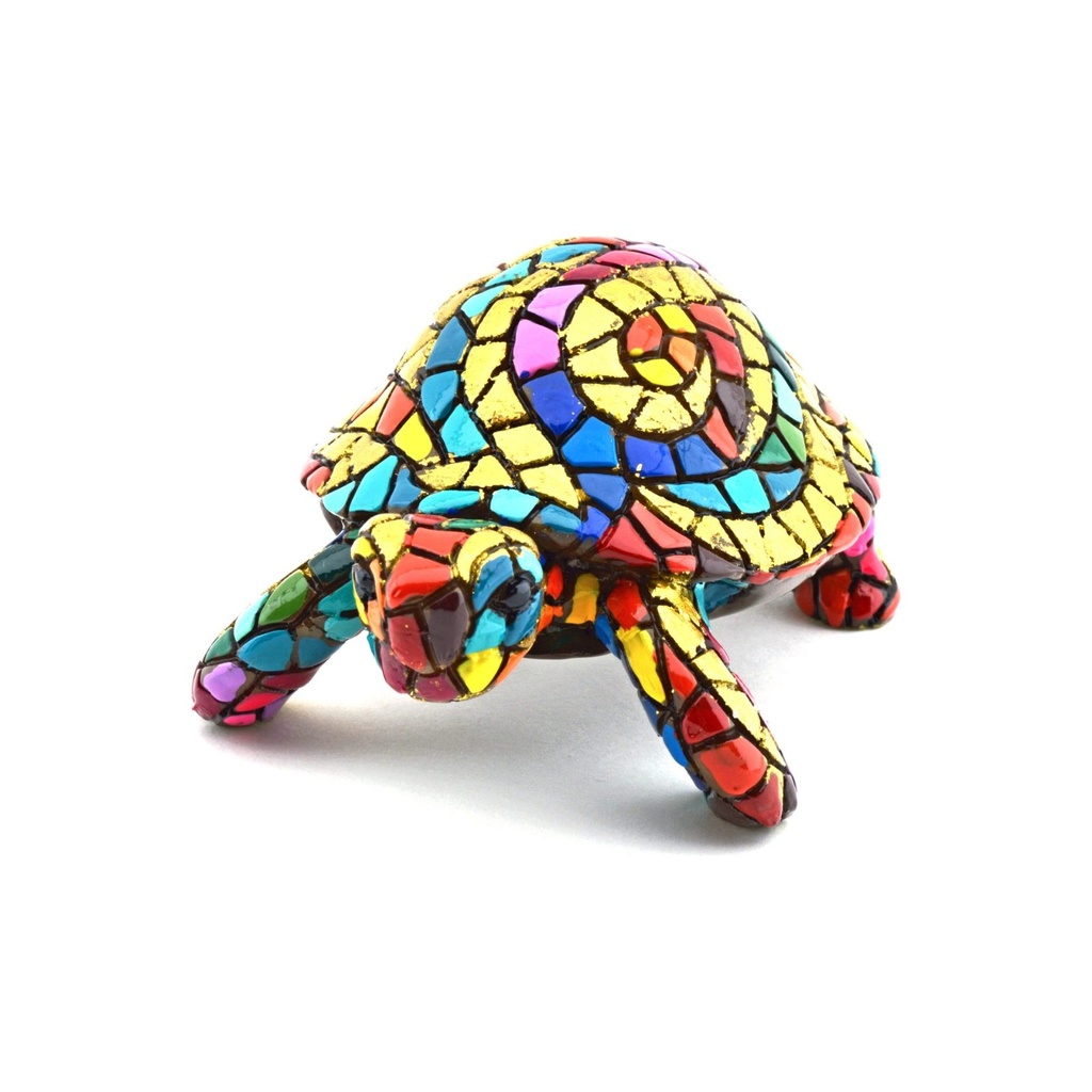 [36783] Tortuga Mosaico Dorado – Figura Decorativa Estilo Gaudí (14 cm)